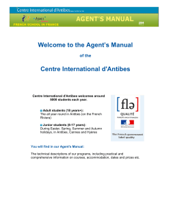 Welcome to the Agent’s Manual Centre International d'Antibes of the
