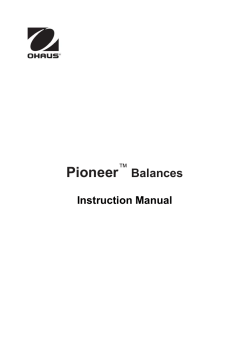 Pioneer Balances  Instruction Manual
