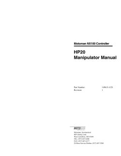 HP20 Manipulator Manual Motoman NX100 Controller Part Number: