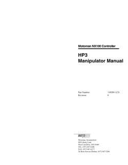 HP3 Manipulator Manual Motoman NX100 Controller Part Number: