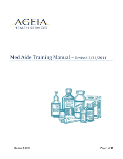 Med Aide Training Manual –  Revised 3/31/2014