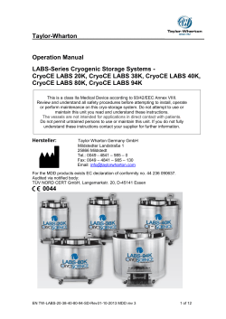 Taylor-Wharton__________________________  Operation Manual LABS-Series Cryogenic Storage Systems -