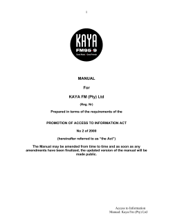 MANUAL For KAYA FM (Pty) Ltd