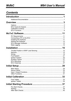 MoTeC M84 User’s Manual Contents Introduction ........................................................................ 1