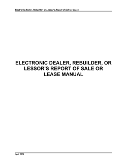 ELECTRONIC DEALER, REBUILDER, OR LESSOR’S REPORT OF SALE OR LEASE MANUAL