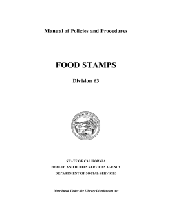 FOOD STAMPS Manual of Policies and Procedures Division 63