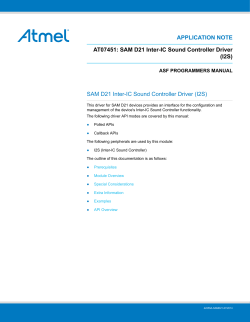APPLICATION NOTE AT07451: SAM D21 Inter-IC Sound Controller Driver (I2S)