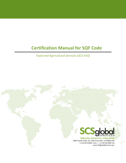 Certification Manual for SQF Code SCS Global Services Manual