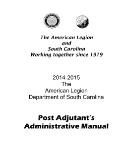 Post Adjutant’s Administrative Manual  2014-2015