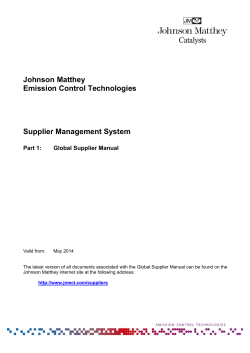 Johnson Matthey Emission Control Technologies  Supplier Management System