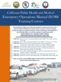 Emergency Operations Manual (EOM) Training Courses California Public Health and Medical