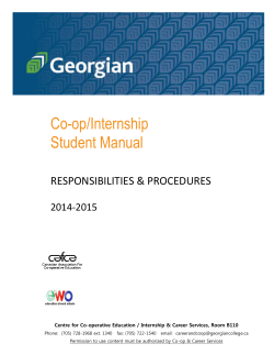 Co-op/Internship Student Manual RESPONSIBILITIES &amp; PROCEDURES