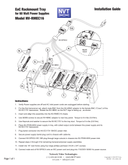 Installation Guide EoC Rackmount Tray Model NV-RMEC16 for 60 Watt Power Supplies