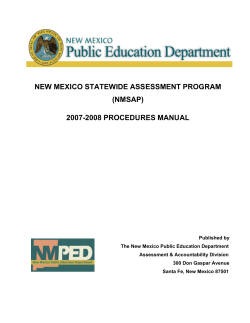 NEW MEXICO STATEWIDE ASSESSMENT PROGRAM (NMSAP) 2007-2008 PROCEDURES MANUAL