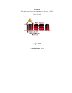 NM MESA Management Information Management System (MIMS) User Manual