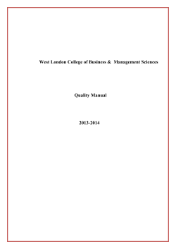 West London College of Business &amp; Management Sciences Quality Manual 2013-2014