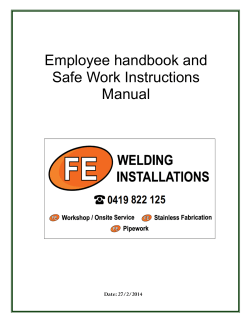 Employee handbook and Safe Work Instructions Manual Date: 27/2/2014