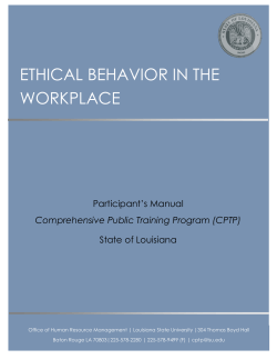 ETHICAL BEHAVIOR IN THE WORKPLACE Participant’s Manual