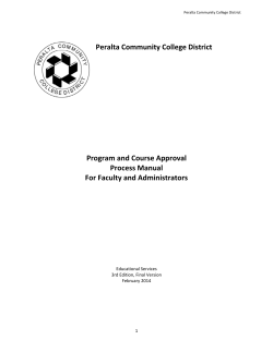 Peralta Community College District Program and Course Approval Process Manual