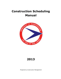 Construction Scheduling Manual 2013