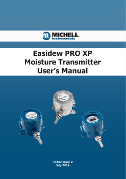 Easidew PRO XP Moisture Transmitter User’s Manual 97442 Issue 2