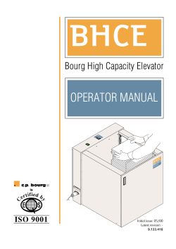 BHCE OPERATOR MANUAL Bourg High Capacity Elevator ISO 9001