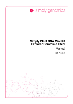 Simply Plant DNA Mini Kit Explorer Ceramic &amp; Steel Manual SG-P-028-1