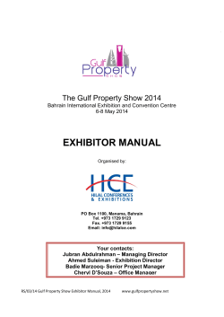 EXHIBITOR MANUAL The Gulf Property Show 2014