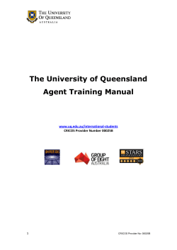 The University of Queensland Agent Training Manual  www.uq.edu.au/international-students