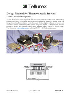 Design Manual for Thermoelectric Systems Tellurex: discover what’s possible.