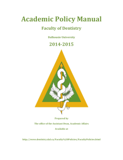 Academic Policy Manual 2014-2015 Faculty of Dentistry Dalhousie University