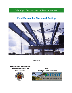 Michigan Department of Transportation Field Manual for Structural Bolting  Bridges and Structures
