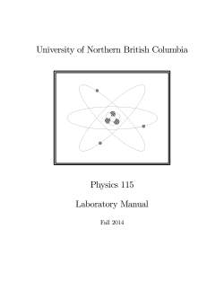 University of Northern British Columbia Physics 115 Laboratory Manual Fall 2014
