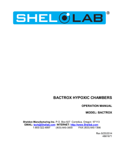 BACTROX HYPOXIC CHAMBERS  OPERATION MANUAL MODEL: BACTROX