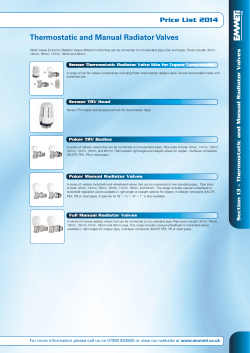 Thermostatic and Manual Radiator Valves Price List 2014