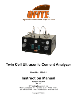 Instruction Manual Twin Cell Ultrasonic Cement Analyzer Part No. 120-51