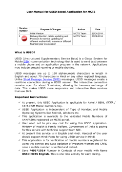 User Manual for USSD based Application for MCTS