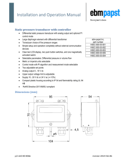 Installation and Operation Manual  Static pressure transducer with controller