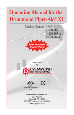 Operation Manual for the Drummond Pipet-Aid XL Catalog Number  4-000-105