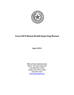 Texas NICS Mental Health Reporting Manual  June 2014