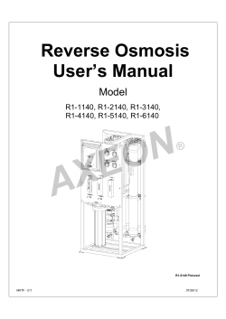 Reverse Osmosis User’s Manual Model R1-1140, R1-2140, R1-3140,