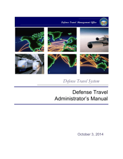 Defense Travel Administrator’s Manual Defense Travel System