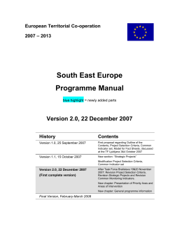 South East Europe Programme Manual Version 2.0, 22 December 2007