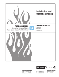 Installation and Operation Manual TANDOOR OVENS Commerical European Models