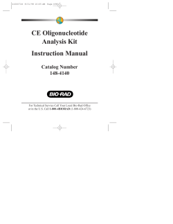 CE Oligonucleotide Analysis Kit Instruction Manual Catalog Number