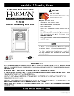 ! Installation &amp; Operating manual model(s): Accentra Freestanding Pellet Stove