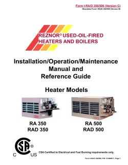 Installation/Operation/Maintenance Manual and Reference Guide Heater Models