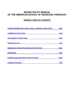 BOARD POLICY MANUAL OF THE AMERICAN SCHOOL OF ASUNCION, PARAGUAY