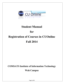 Student Manual for Registration of Courses in CUOnline Fall 2014