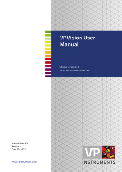 VPVision User Manual www.vpinstruments.com Software version: 2.1.0